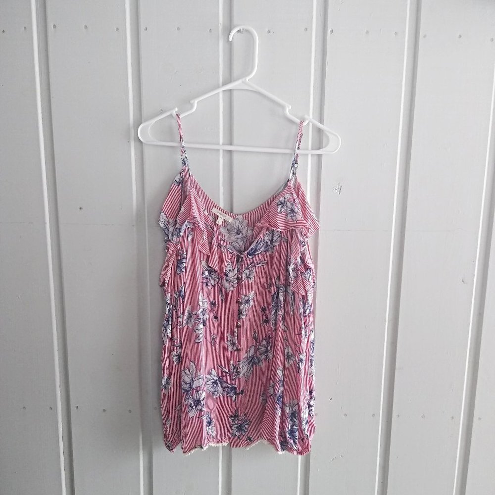 L Women's Cold Shoulder Floral Blouse